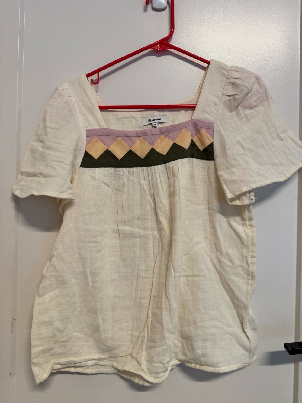Madewell Patchwork Square Neck Top, XS
